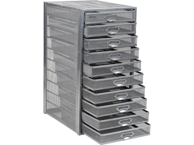 Mind Reader Network Collection 10-Compartment Metal Mesh File Storage, Silver (10CABMESH-SIL)
