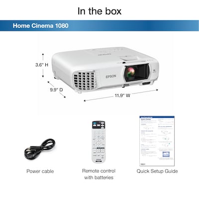 Epson Home Cinema 1080 V11H980020 Wireless 3LCD Projector, White
