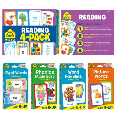 School Zone Reading Flash Cards, Ages 4 and Up, 224 Cards/Pack (SZP04045)