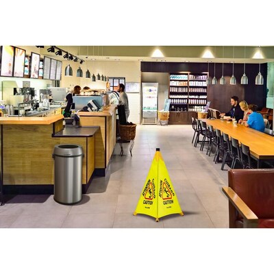 Alpine Industries Wet Floor Caution Cone Sign, 30"H, Yellow, 5/Pack (498-30-5pk)