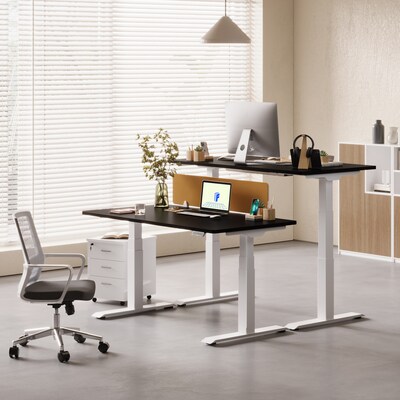 FlexiSpot E7 Series 60"W Electric Adjustable Standing Desk, Black/White (E7W6024B)