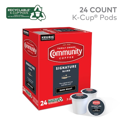 Community Coffee Signature Blend Coffee Keurig® K-Cup® Pods, Dark Roast, 24/Box (5000374328)