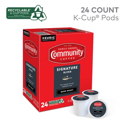 Community Coffee Signature Blend Coffee Keurig® K-Cup® Pods, Dark Roast, 24/Box (5000374328)