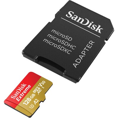 SanDisk Extreme 128GB microSDXC Memory Card with Adapter, Class 2, UHS-I, V30 (SDSQXAA-128G-AN6MA)