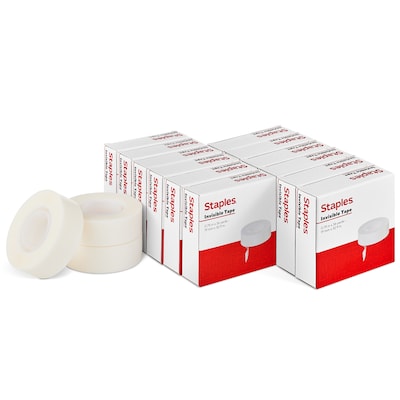 Staples® Invisible Clear Tape, 0.75 x 36 yds., 1 Core, Transparent, 12 Rolls/Pack (52477-P12)