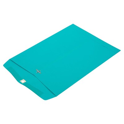 JAM Paper Clasp & Moistenable Glue Catalog Envelope, Sea Blue, 10/Pack (900766073B)