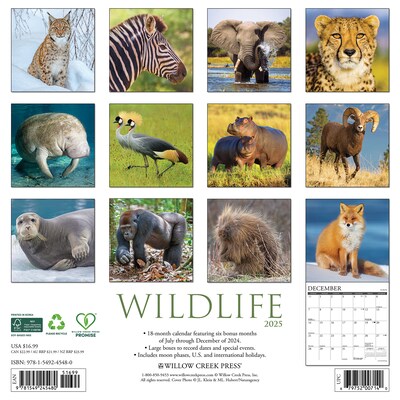 2025 Willow Creek Wildlife 12 x 12 Monthly Wall Calendar (45480)