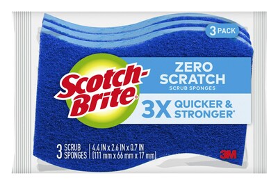 Scotch-Brite Non-Scratch Scrub Sponge, Blue, 3/Pack (MP-3-8-D)