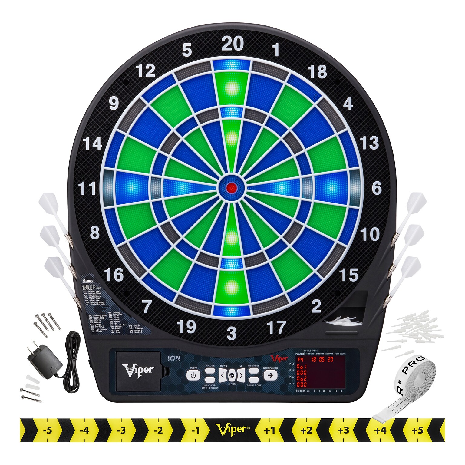 Viper Ion Illuminated Electronic Dartboard, 15.5 Regulation Target (42-0003)