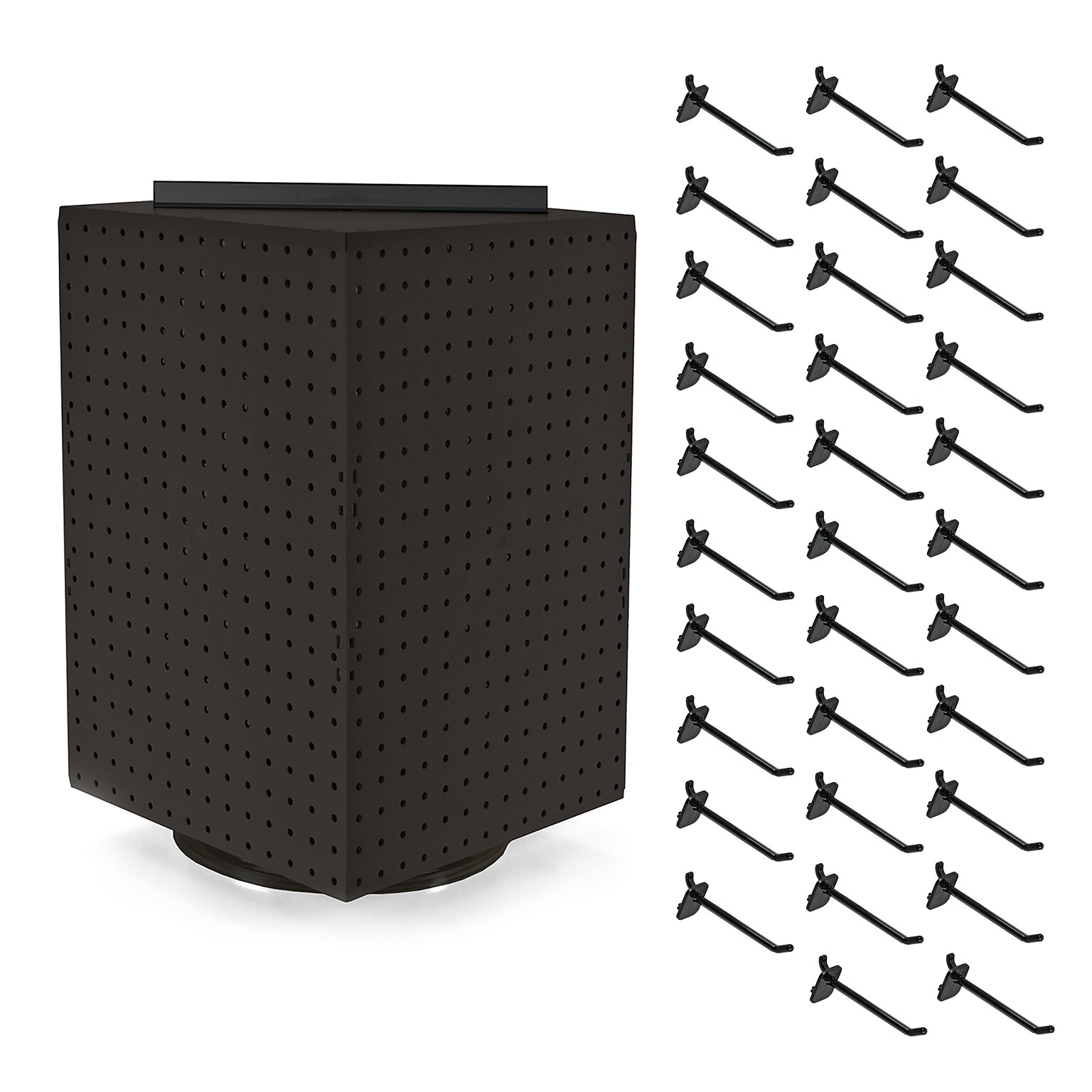 Azar 21 x 14 Pegboard 4-Sided Revolving Counter Display, Black, Each (701414-BLK-4B32)