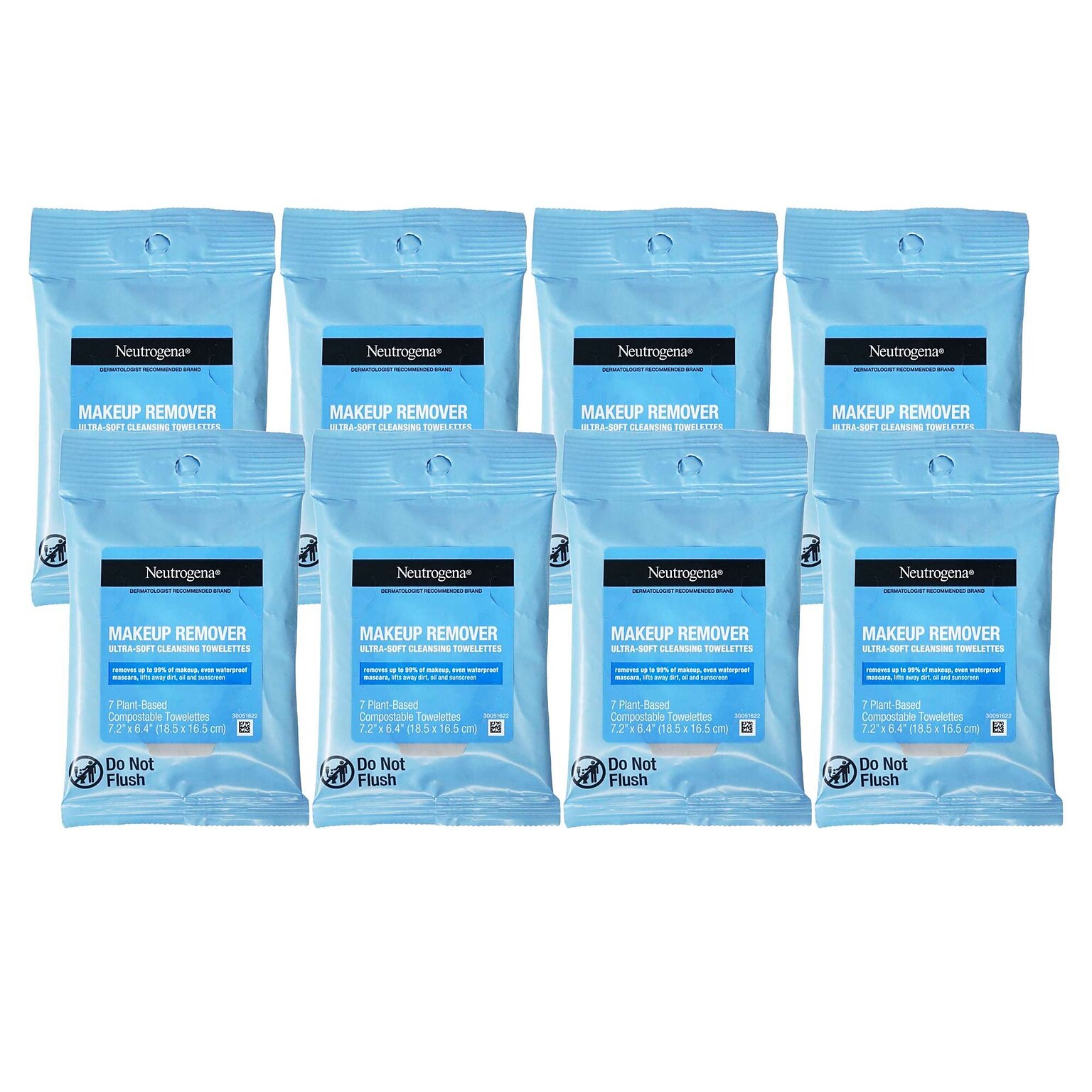 Neutrogena Makeup Remover Wipes, 7 Wipes/Pack, 8 Packs/Bag, 18 Bags/Carton