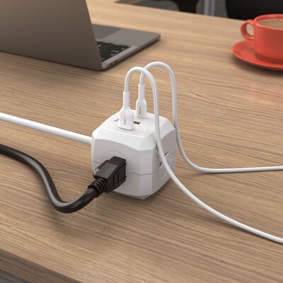 Staples TECH 5' Extension Cord, 3-Outlet, 14 AWG, White (ST62348)