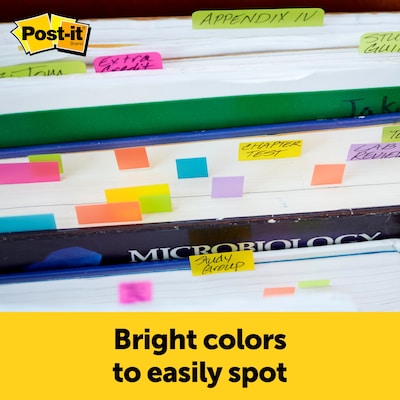 Post-it Page Markers, Assorted Colors , .5 in. x 1.875 in., 100 Sheets/Pad, 5 Pads/Pack (6705AN)