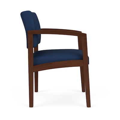 Lesro Lenox Wood Vinyl Guest Chair, Patriot Plus Imperial Blue/Walnut (LW1101.WWL-01PPIB)