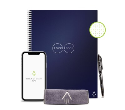 Rocketbook Core Reusable Smart Notebook, 8.5 x 11, Dot-Grid Ruled, 32 Sheets, Blue  (EVR-L-RC-CDF-