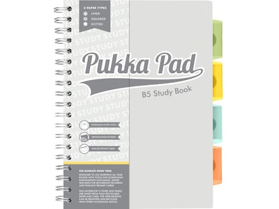 Pukka Pad B5 Study Book Customizable Notebook, 7.09 x 9.6, 120 Sheets, Gray/Silver (9824-STU)