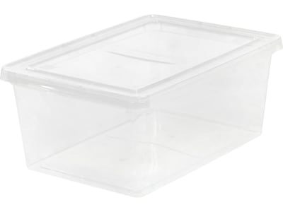 Iris Stackable Plastic Storage Box, 7" x 17.5" x 12", 17 Qt., Clear, Dozen (200410)