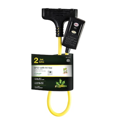 GoGreen Power 12/3 2 Portable Tri-Tap GFCI, Yellow (GG-12402)