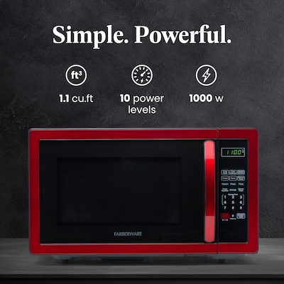 Farberware Classic 1.1 Cu. Ft. Countertop Microwave, Metallic Red (FMO11AHTBKN)