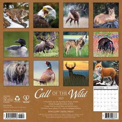 2025 Willow Creek Call of the Wild 12 x 12 Monthly Wall Calendar (42113)