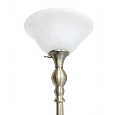 Lalia Home Classic Light Torchiere Floor Lamp with Marbleized Glass Shade, Antique Brass (LHF-3001-AB)