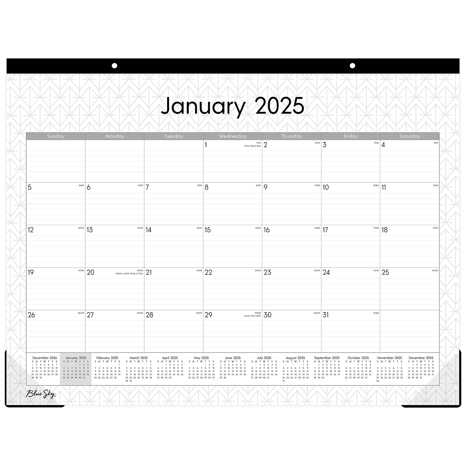 2025 Blue Sky Enterprise 22 x 17 Monthly Desk Pad Calendar, White/Gray (111294-25)