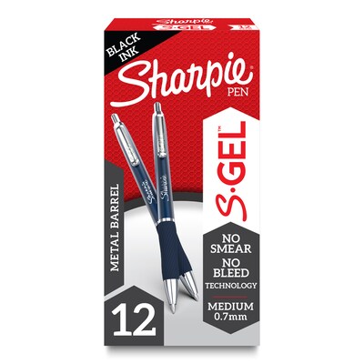 Sharpie S-Gel Retractable Midnight Blue Metal Barrel Gel Pen, Medium Point,  Black Ink, Dozen (215365 | Quill.com