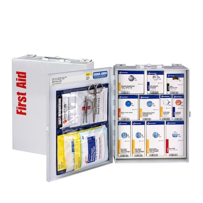 SmartCompliance Food Service Metal First Aid Cabinet without Medication, 25 People, 137 Pieces (1350