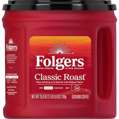 Folgers Classic Roast Ground Coffee, Medium Roast, 25.9 oz. Canister (SMU02042/2550030407)