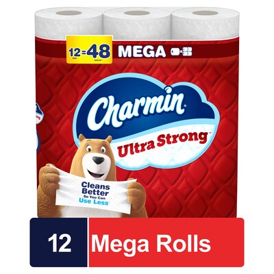 Charmin Ultra Strong Mega Toilet Paper, 2-Ply, White, 220 Sheets/Roll, 12 Rolls/Pack (32173/4170)