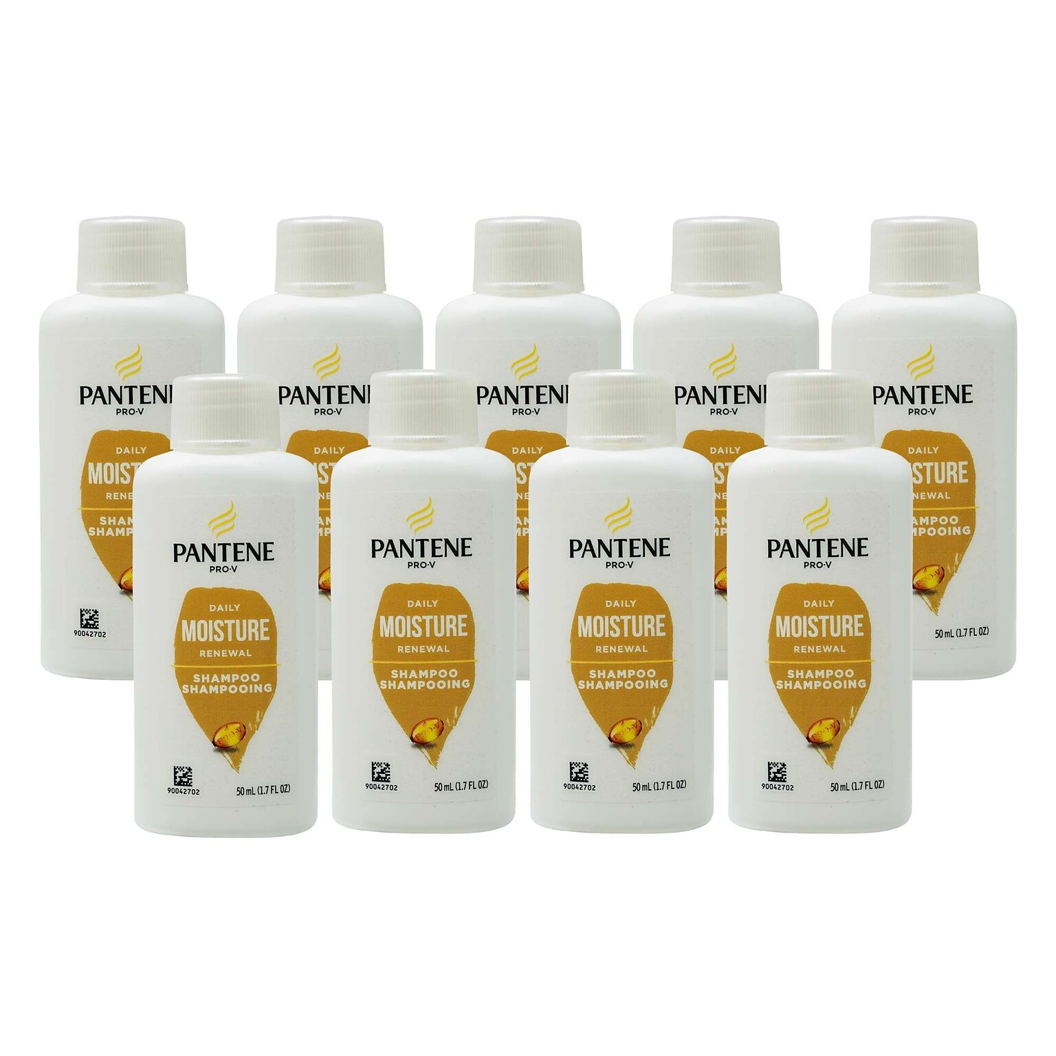 Pantene Daily Moisture Renewal Shampoo, 1.7 oz Trial Size Bottle, 9 Bottles/Bag, 24 Bags/Carton