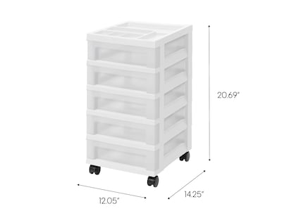 Iris 5-Drawer Storage Cart, White/Translucent White (585007) | Quill.com