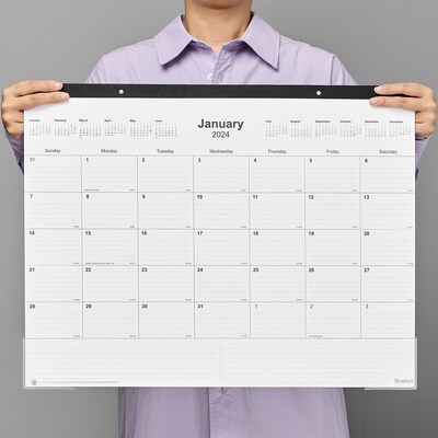 2024 Staples 22" x 17" Desk Pad Calendar, Black (ST12951-24) | Quill.com