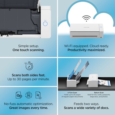 RICOH ScanSnap IX1300 Wireless Duplex Document Scanner, White (PA03805-B005)