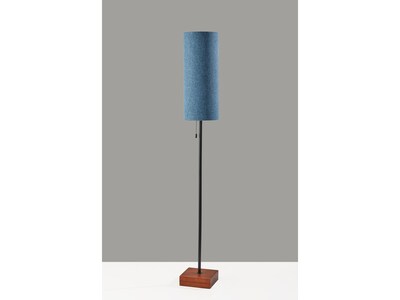 Adesso Trudy 62" Walnut Floor Lamp with Blue Drum Shade (1569-07)