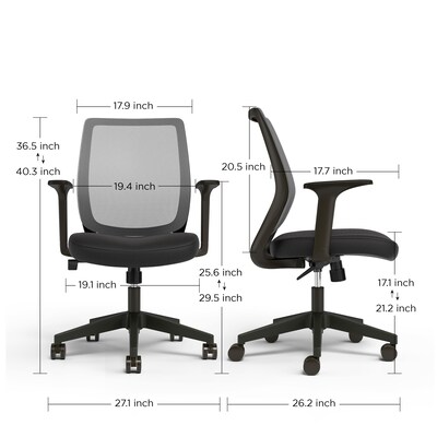 Union & Scale™ Essentials Ergonomic Fabric Swivel Task Chair, Gray  (UN58149)