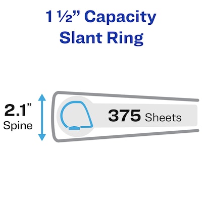 Avery Nonstick Heavy Duty 1 1/2 3-Ring View Binders, Slant Ring, White (5404)