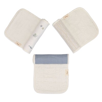 Crane Baby Cove Baby Burp Cloth Set, 3-Piece, Ocean (BC-160BCS-2)