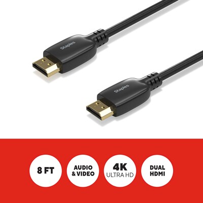 Staples TECH 8 ft. HDMI to HDMI Audio/Video Cable, Male to Male, Black (ST62467)