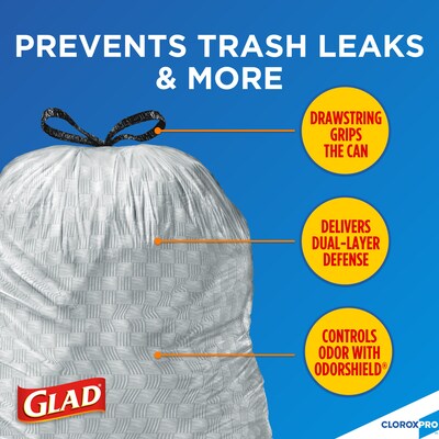 CloroxPro Glad ForceFlex 13 Gallon Tall Kitchen Trash Bag, 23.75 x 24.88, Low Density, .72 mil, Gr