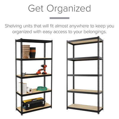 Space Solutions 1000 Riveted Steel Shelving 5-Shelf Unit, 12" x 30" x 60", Black (22541)