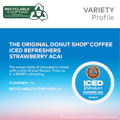 The Original Donut Shop Iced Refreshers Strawberry Acai Infused Water, Keurig® K-Cup® Pods, 80/Carton (5000379382CT)