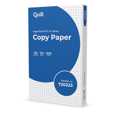 Quill Brand® 8.5" x 14" Copy Paper, 20 lbs., 92 Brightness, 500 Sheets/Ream (720223)