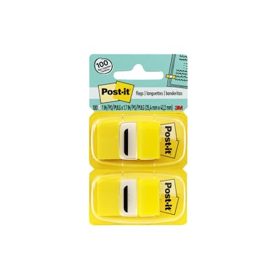 Post-it® Flags Value Pack, 1 x 1.7, Yellow, 50 Flags/Dispenser, 12 Dispensers/Box (680-YW12)