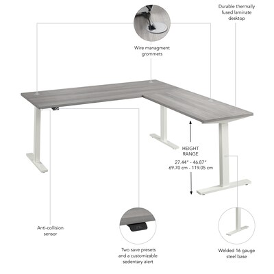 Bush Business Furniture Move 60 Series 72"W L Shaped Adjustable Standing Desk, Platinum Gray (M6SL7278PGWK)