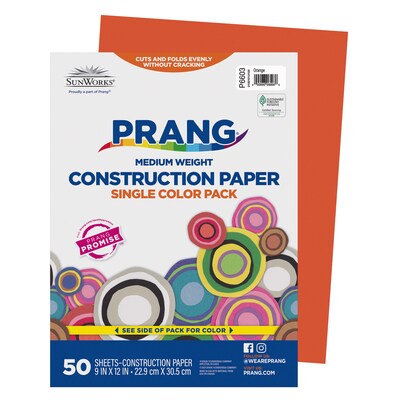 Prang 9 x 12 Construction Paper, Orange, 50 Sheets/Pack (P6603-0001)