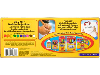 Cra-Z-Art Washable Project Paints, Assorted Colors, 2 Fl. Oz., 10/Pack (10601-4)