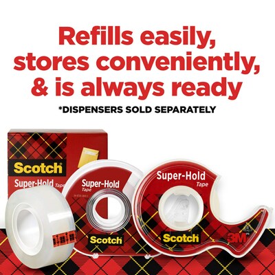 Scotch Super-Hold Transparent Clear Tape Refill, 0.75" x 27.77 yds., 1" Core, Clear, 10 Rolls/Pack (700K10)