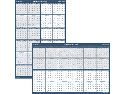 2025-2026 House of Doolittle 24" x 37" Wet-Erase Yearly Wall Calendar, Reversible, White/Blue (3964-25)