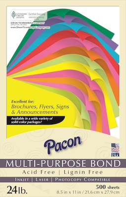Pacon Kaleidoscope Colored Paper, 24 lbs., 8.5 x 11, Hyper Pink, 500 Sheets/Ream (PAC102206)